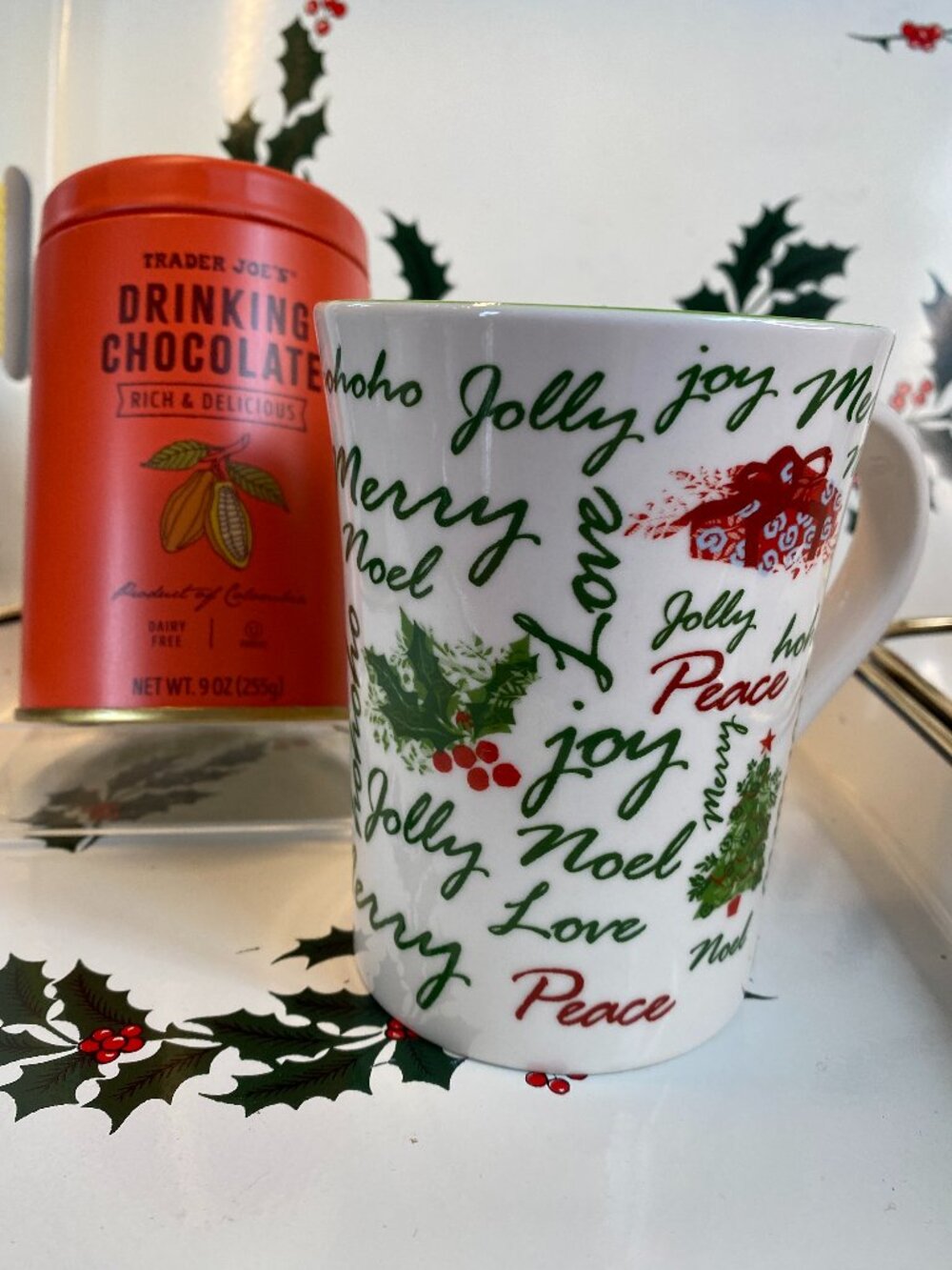 Starbucks 2007 Holiday Red & Green Words & Symbols Mug